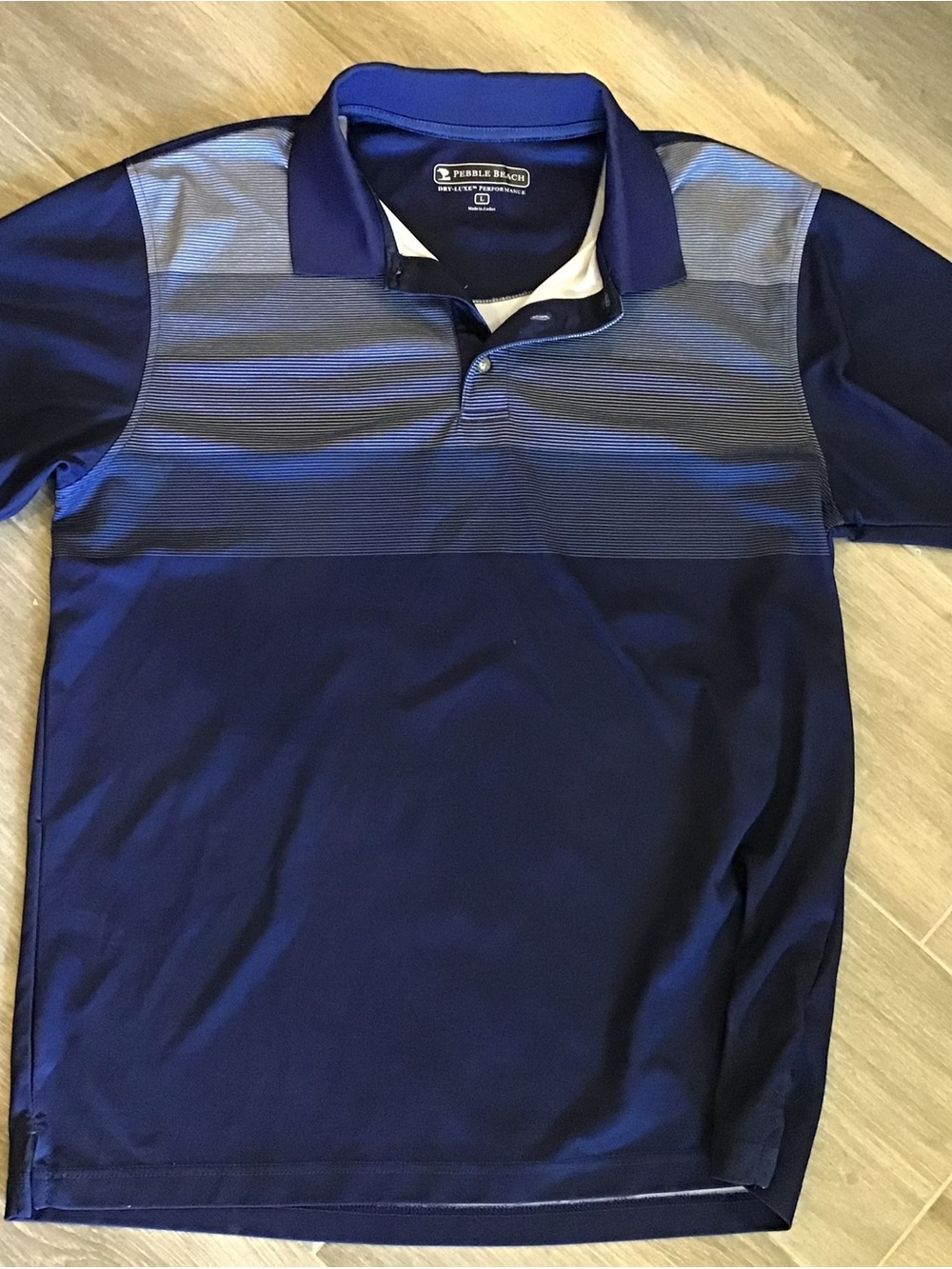 Pebble Beach Men's Navy and Light Blue Gradient Polo